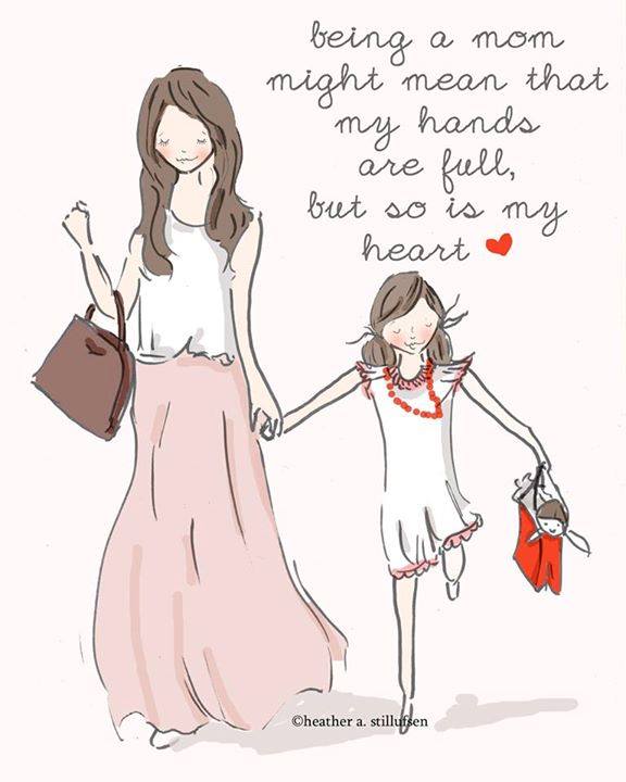 Οταν είσαι μαμά, τα χέρια σου είναι πάντα γεμάτα όπως και η καρδιά σου! Αγάπη, σεβασμός και υποστήριξη για όλες τις μανούλες του κόσμου. Χρόνια μας πολλά! Art: Rose Hill Designs by Heather Stillufsen